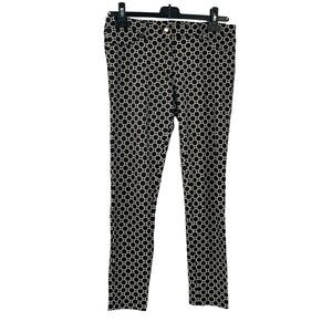 J McLaughlin Women's Stretch Ankle Pants Black/White Geometric‎ Honeycomb Size 6